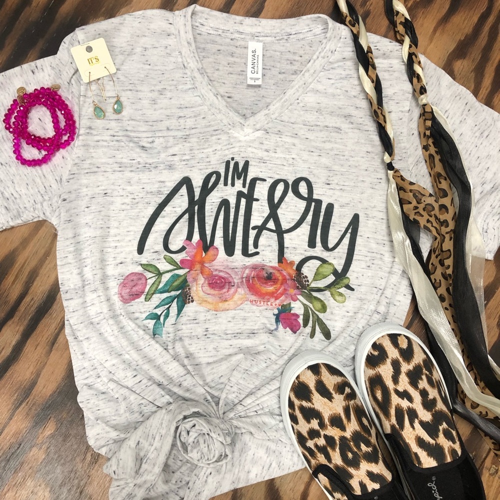 White marble v-neck T-shirt